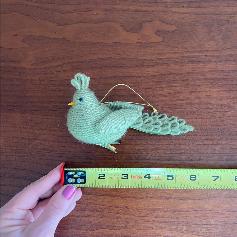 Green Yarn Bird Ornament